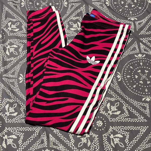ADIDAS Girls Size 14-15 Y / Ladies Size 10 Magenta Leggings Great Cond! - Picture 5 of 6